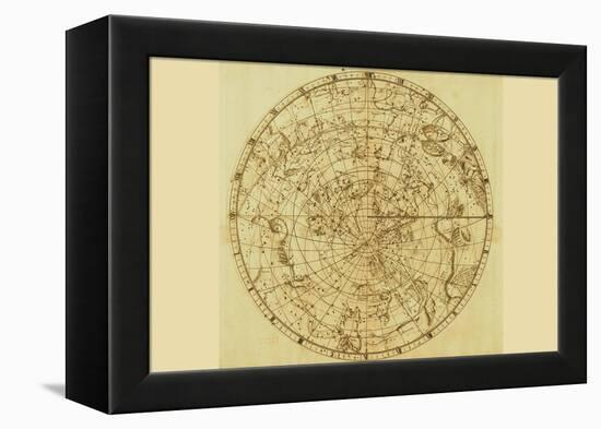 Celestial Map of the Mythological Heavens with Zodiacal Characters-Sir John Flamsteed-Framed Stretched Canvas