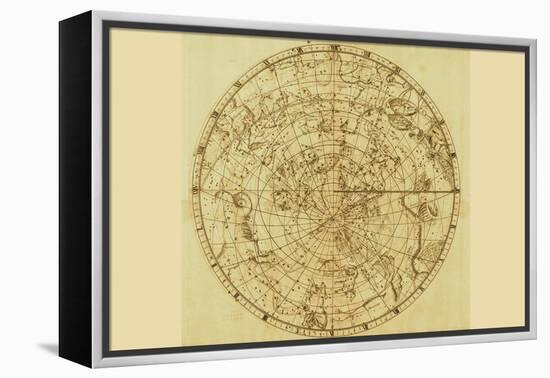 Celestial Map of the Mythological Heavens with Zodiacal Characters-Sir John Flamsteed-Framed Stretched Canvas