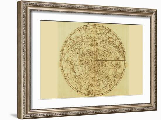 Celestial Map of the Mythological Heavens with Zodiacal Characters-Sir John Flamsteed-Framed Art Print