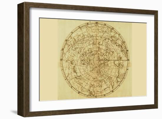 Celestial Map of the Mythological Heavens with Zodiacal Characters-Sir John Flamsteed-Framed Art Print