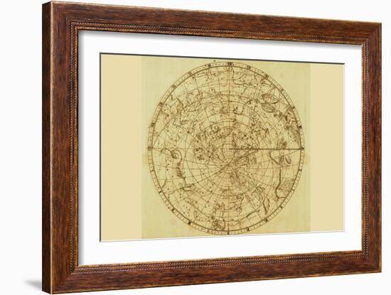 Celestial Map of the Mythological Heavens with Zodiacal Characters-Sir John Flamsteed-Framed Art Print