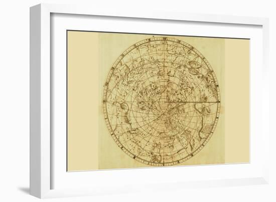 Celestial Map of the Mythological Heavens with Zodiacal Characters-Sir John Flamsteed-Framed Art Print