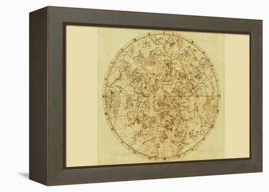 Celestial Map of the Mythological Heavens with Zodiacal Characters-Sir John Flamsteed-Framed Stretched Canvas