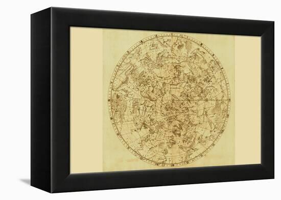 Celestial Map of the Mythological Heavens with Zodiacal Characters-Sir John Flamsteed-Framed Stretched Canvas