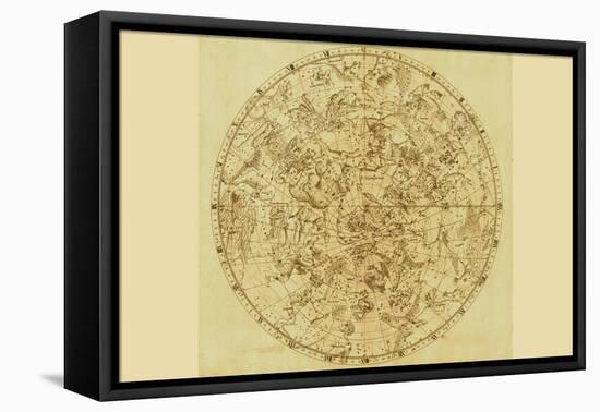 Celestial Map of the Mythological Heavens with Zodiacal Characters-Sir John Flamsteed-Framed Stretched Canvas