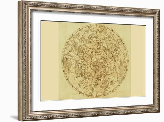 Celestial Map of the Mythological Heavens with Zodiacal Characters-Sir John Flamsteed-Framed Art Print