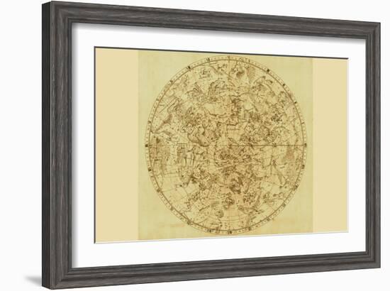 Celestial Map of the Mythological Heavens with Zodiacal Characters-Sir John Flamsteed-Framed Art Print