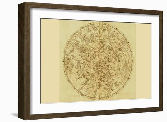 Celestial Map of the Mythological Heavens with Zodiacal Characters-Sir John Flamsteed-Framed Art Print