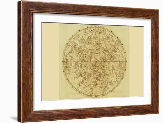 Celestial Map of the Mythological Heavens with Zodiacal Characters-Sir John Flamsteed-Framed Art Print