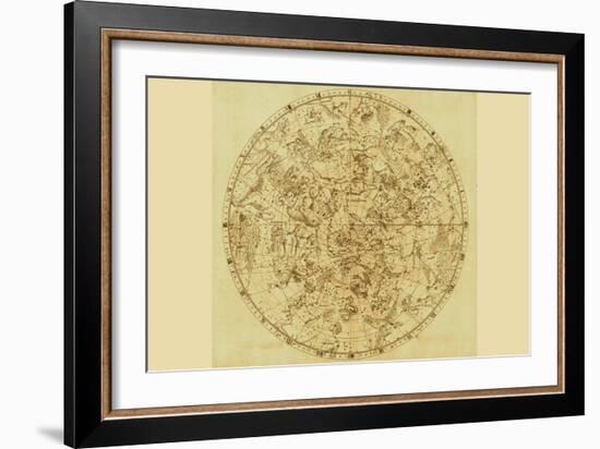 Celestial Map of the Mythological Heavens with Zodiacal Characters-Sir John Flamsteed-Framed Art Print