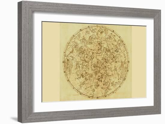 Celestial Map of the Mythological Heavens with Zodiacal Characters-Sir John Flamsteed-Framed Premium Giclee Print