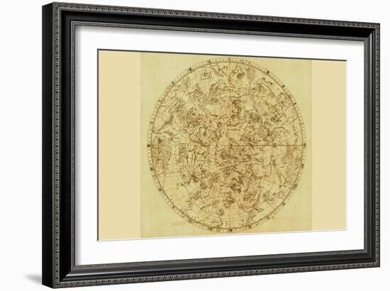 Celestial Map of the Mythological Heavens with Zodiacal Characters-Sir John Flamsteed-Framed Premium Giclee Print