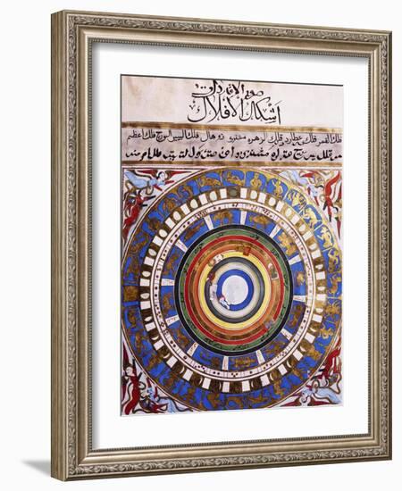 Celestial Map or Macrocosm from Ptolemaic Model, Miniature from Zubdat-Al Tawarikh-Silvestro Lega-Framed Giclee Print