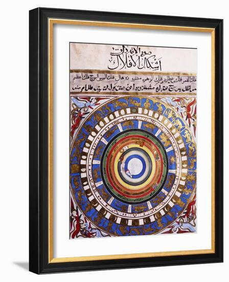 Celestial Map or Macrocosm from Ptolemaic Model, Miniature from Zubdat-Al Tawarikh-Silvestro Lega-Framed Giclee Print