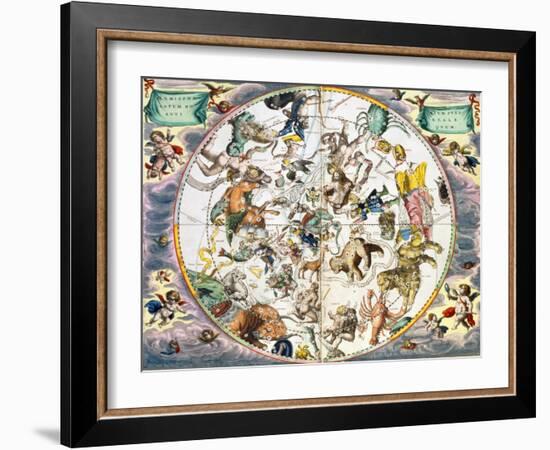 Celestial planisphere showing the signs of the zodiac, 1660-1661-Andreas Cellarius-Framed Giclee Print