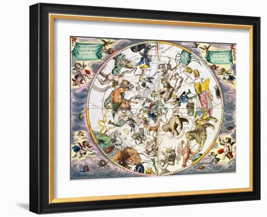 Celestial planisphere showing the signs of the zodiac, 1660-1661-Andreas Cellarius-Framed Giclee Print