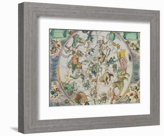 Celestial Planisphere Showing the Signs of the Zodiac-Andreas Cellarius-Framed Giclee Print