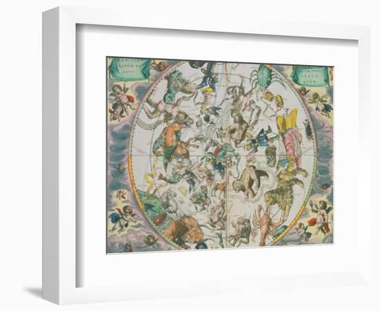 Celestial Planisphere Showing the Signs of the Zodiac-Andreas Cellarius-Framed Giclee Print