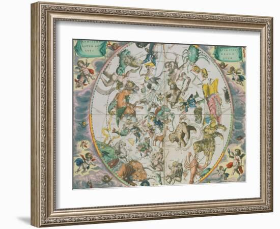 Celestial Planisphere Showing the Signs of the Zodiac-Andreas Cellarius-Framed Giclee Print