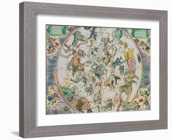 Celestial Planisphere Showing the Signs of the Zodiac-Andreas Cellarius-Framed Giclee Print