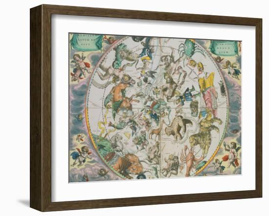 Celestial Planisphere Showing the Signs of the Zodiac-Andreas Cellarius-Framed Giclee Print