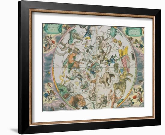 Celestial Planisphere Showing the Signs of the Zodiac-Andreas Cellarius-Framed Giclee Print