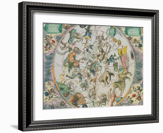 Celestial Planisphere Showing the Signs of the Zodiac-Andreas Cellarius-Framed Giclee Print