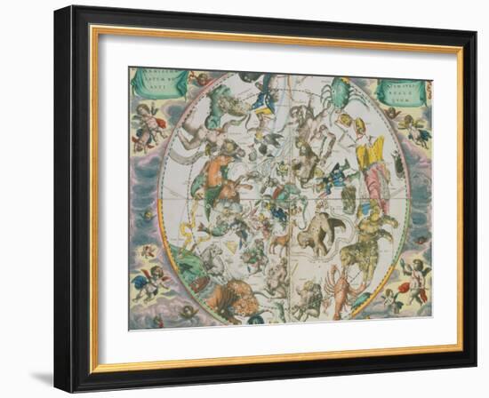 Celestial Planisphere Showing the Signs of the Zodiac-Andreas Cellarius-Framed Giclee Print