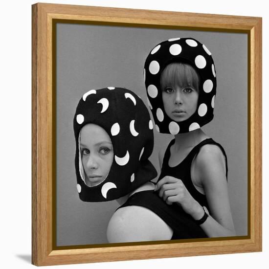 Celia Hammond and Patty Boyd in Edward Mann Dots and Moons Helmets, 1965-John French-Framed Premier Image Canvas