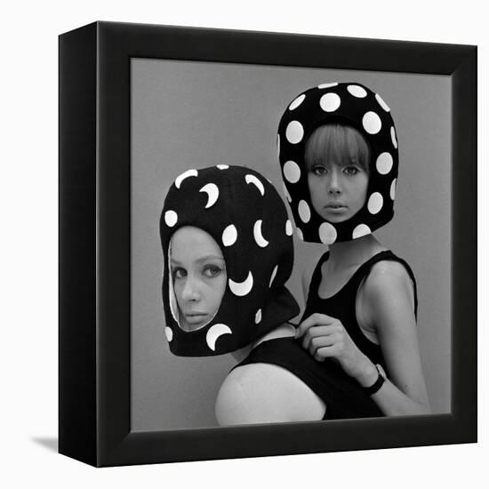 Celia Hammond and Patty Boyd in Edward Mann Dots and Moons Helmets, 1965-John French-Framed Premier Image Canvas