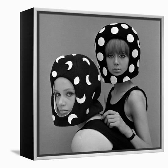 Celia Hammond and Patty Boyd in Edward Mann Dots and Moons Helmets, 1965-John French-Framed Premier Image Canvas