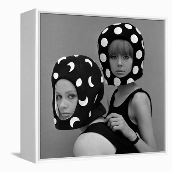 Celia Hammond and Patty Boyd in Edward Mann Dots and Moons Helmets, 1965-John French-Framed Premier Image Canvas