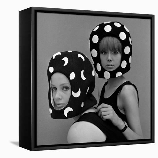 Celia Hammond and Patty Boyd in Edward Mann Dots and Moons Helmets, 1965-John French-Framed Premier Image Canvas