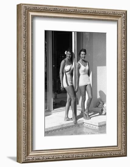 Celia Kyllingstad (R) and Carol Hall (L), at a Private Pool, Seattle, Washington, 1960-Allan Grant-Framed Photographic Print