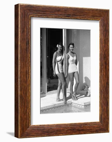 Celia Kyllingstad (R) and Carol Hall (L), at a Private Pool, Seattle, Washington, 1960-Allan Grant-Framed Photographic Print