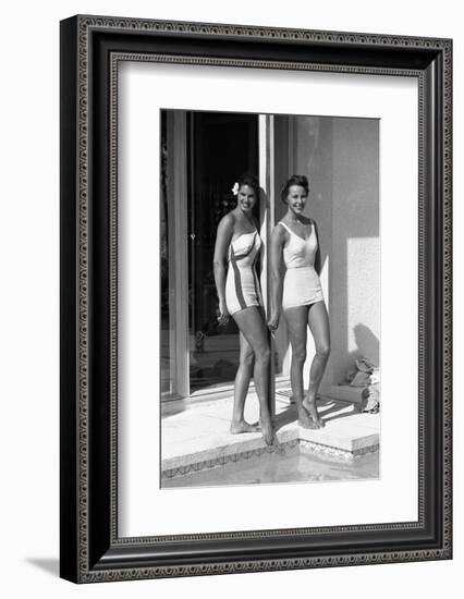 Celia Kyllingstad (R) and Carol Hall (L), at a Private Pool, Seattle, Washington, 1960-Allan Grant-Framed Photographic Print