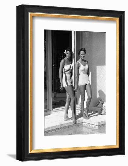 Celia Kyllingstad (R) and Carol Hall (L), at a Private Pool, Seattle, Washington, 1960-Allan Grant-Framed Photographic Print