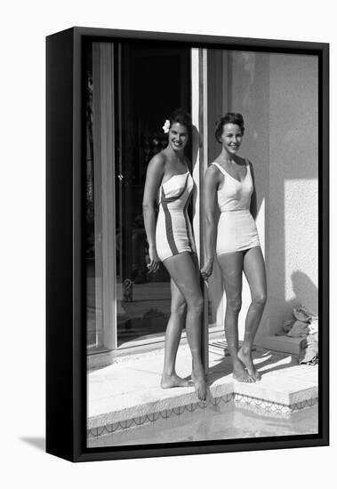 Celia Kyllingstad (R) and Carol Hall (L), at a Private Pool, Seattle, Washington, 1960-Allan Grant-Framed Premier Image Canvas