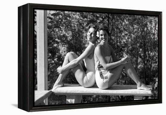 Celia Kyllingstad (R) and Carol Hall (L), at a Private Pool, Seattle, Washington, 1960-Allan Grant-Framed Premier Image Canvas