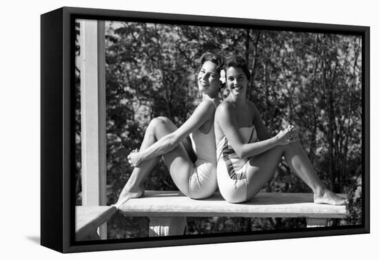 Celia Kyllingstad (R) and Carol Hall (L), at a Private Pool, Seattle, Washington, 1960-Allan Grant-Framed Premier Image Canvas