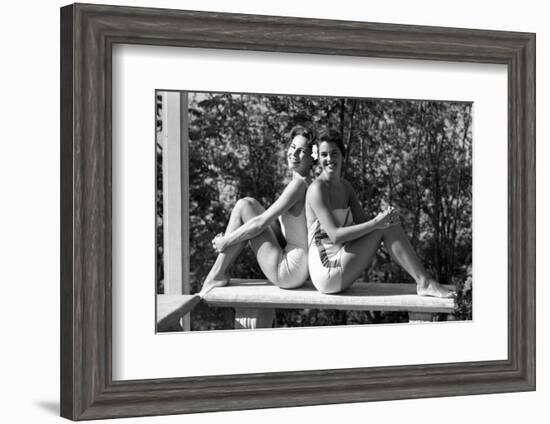 Celia Kyllingstad (R) and Carol Hall (L), at a Private Pool, Seattle, Washington, 1960-Allan Grant-Framed Photographic Print