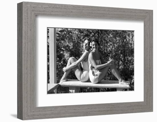 Celia Kyllingstad (R) and Carol Hall (L), at a Private Pool, Seattle, Washington, 1960-Allan Grant-Framed Photographic Print