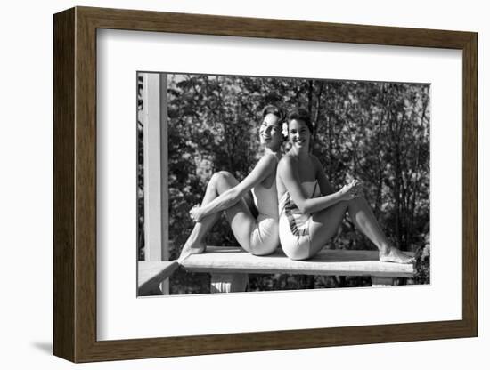 Celia Kyllingstad (R) and Carol Hall (L), at a Private Pool, Seattle, Washington, 1960-Allan Grant-Framed Photographic Print