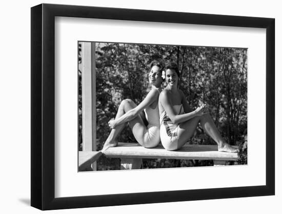 Celia Kyllingstad (R) and Carol Hall (L), at a Private Pool, Seattle, Washington, 1960-Allan Grant-Framed Photographic Print