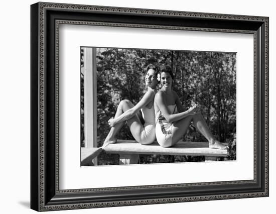 Celia Kyllingstad (R) and Carol Hall (L), at a Private Pool, Seattle, Washington, 1960-Allan Grant-Framed Photographic Print