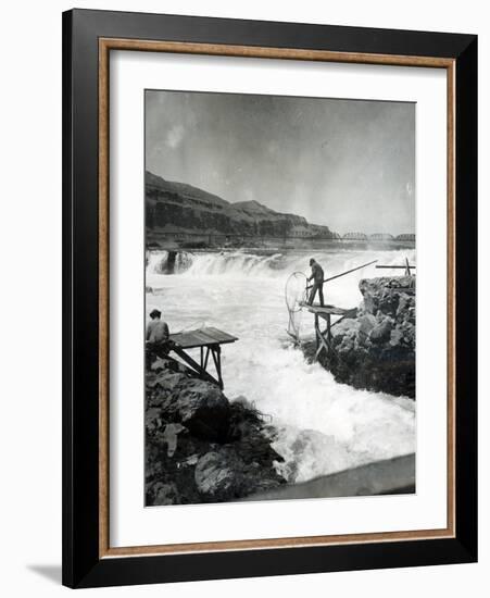 Celilo Fishing, Circa 1930-null-Framed Giclee Print