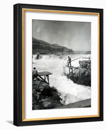 Celilo Fishing, Circa 1930-null-Framed Giclee Print