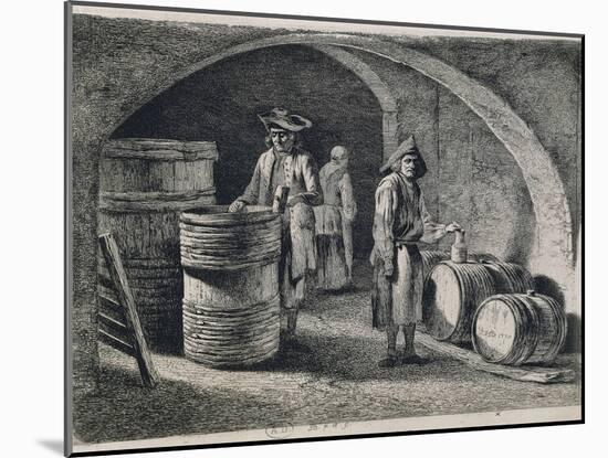 Cellar with Wine Barrels, 1770-null-Mounted Giclee Print
