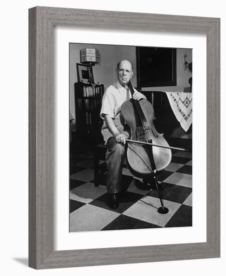 Cellist Pablo Casals at His Home-null-Framed Premium Photographic Print