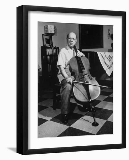 Cellist Pablo Casals at His Home-null-Framed Premium Photographic Print